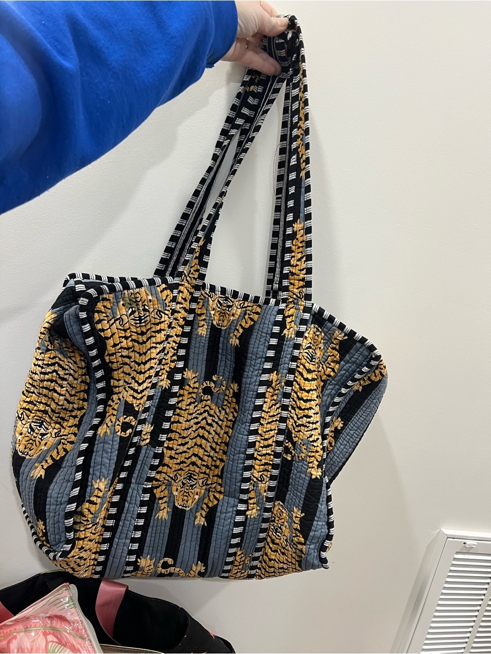 Quilted Tiger-Print Tote Bag